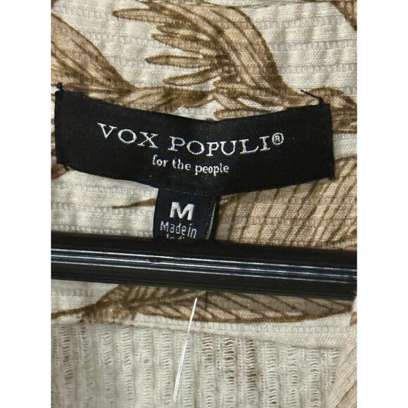 Vox Populi NWT collared button up Hawaiian floral leaves shirt sz Medium tan - Picture 4 of 5